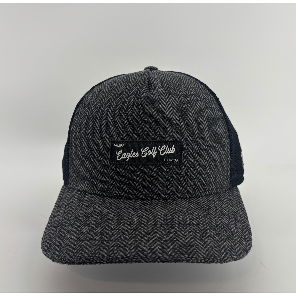 Eagles Golf Club Tampa Florida Trucker Hat Men's OSFM Black Herringbone Snapback
